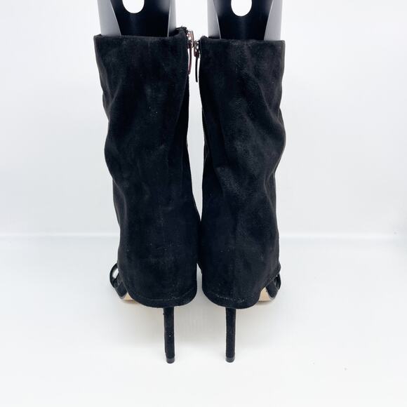Nine West Women's Macken 2 Heels Faux Suede Open Toe Shoes Black Size 8M - Picture 5 of 12
